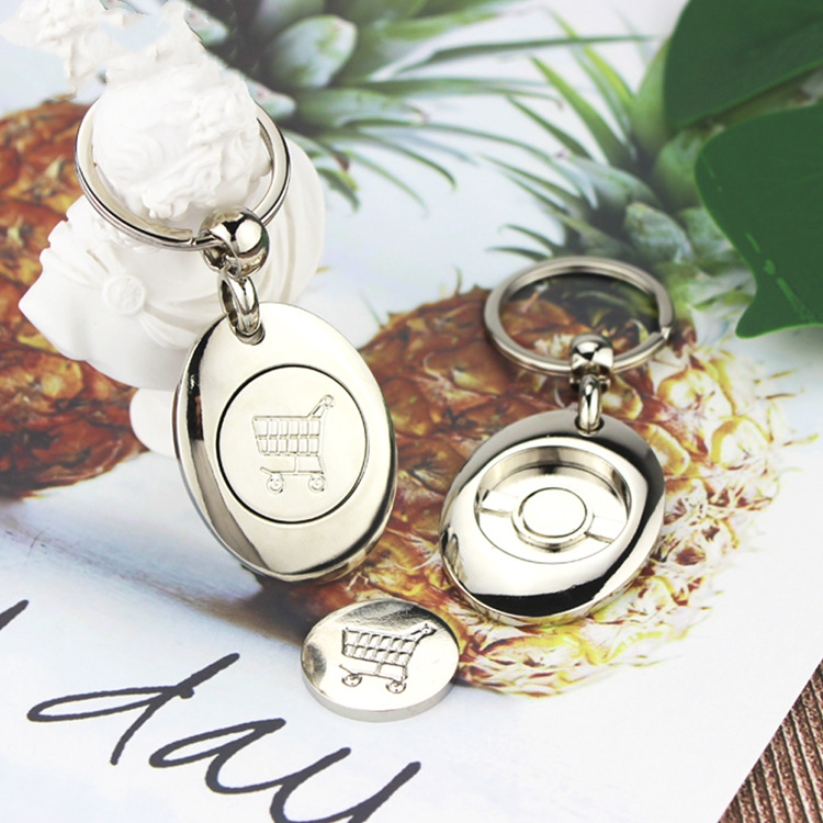 20 Pieces Sublimation Blank Metal Shopping Trolley Tokens With Keyring Mini Aluminum Alloy Portable Shopping Carts Key Ring