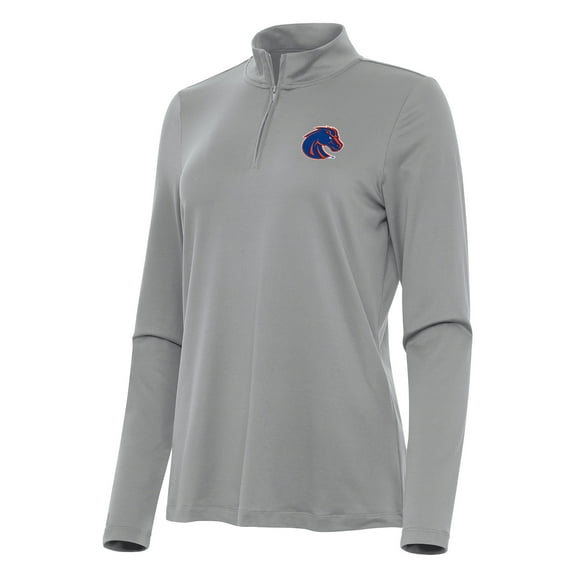 Women's Antigua Gray Boise State Broncos Reprocess Quarter-Zip Top