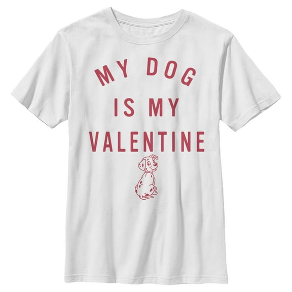 Boy's One Hundred and One Dalmatians My Dog is My Valentine  Graphic Tee White X Small
