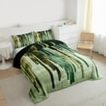 thumbnail image 3 of Manfei Splashing Ink Full Size Comforter Sets,Painting Aesthetic Bedding Comforter Set,Green Stripes Bedding Sets For Kids,Super Cozy Room Decor Reversible,3 Pieces, 3 of 8