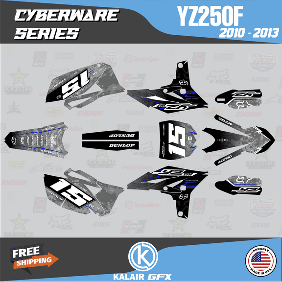 Kalair GFX Graphics Kit for Yamaha YZ250F (2010-2013) Cyberware Series