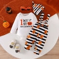 thumbnail image 2 of mgoYE Baby Boy Halloween Outfits 3-6 Months My First Halloween Baby Boy Outfit Long Sleeve Pumpkin Romper Pants Set with Beanie Hat Boy Fall Clothes(Orange,3-6 Months), 2 of 6