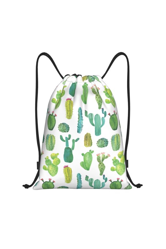 Drawstring Backpack - Cactus Pattern Splash Proof Small Drawstring Gym Bag for Women Men, Cinch Sports String Bag Backpack for Travel Swimming Beach