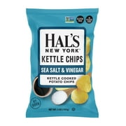 Hal's New York Kettle Cooked Potato Chips, Sea Salt & Vinegar, 5 oz Bags (Pack of 12)