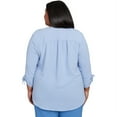 thumbnail image 2 of Alfred Dunner Womens Plus-Size Tie Sleeve Crinkle Textured Henley Top, 2 of 4