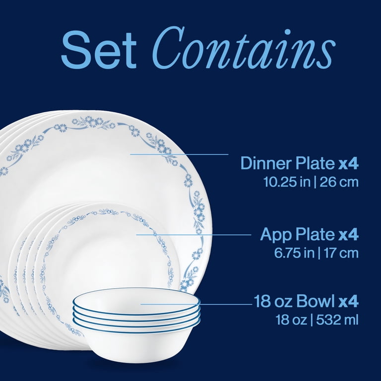 Cornflower Blue Glass Dinnerware Set, Service for 4 photo 3