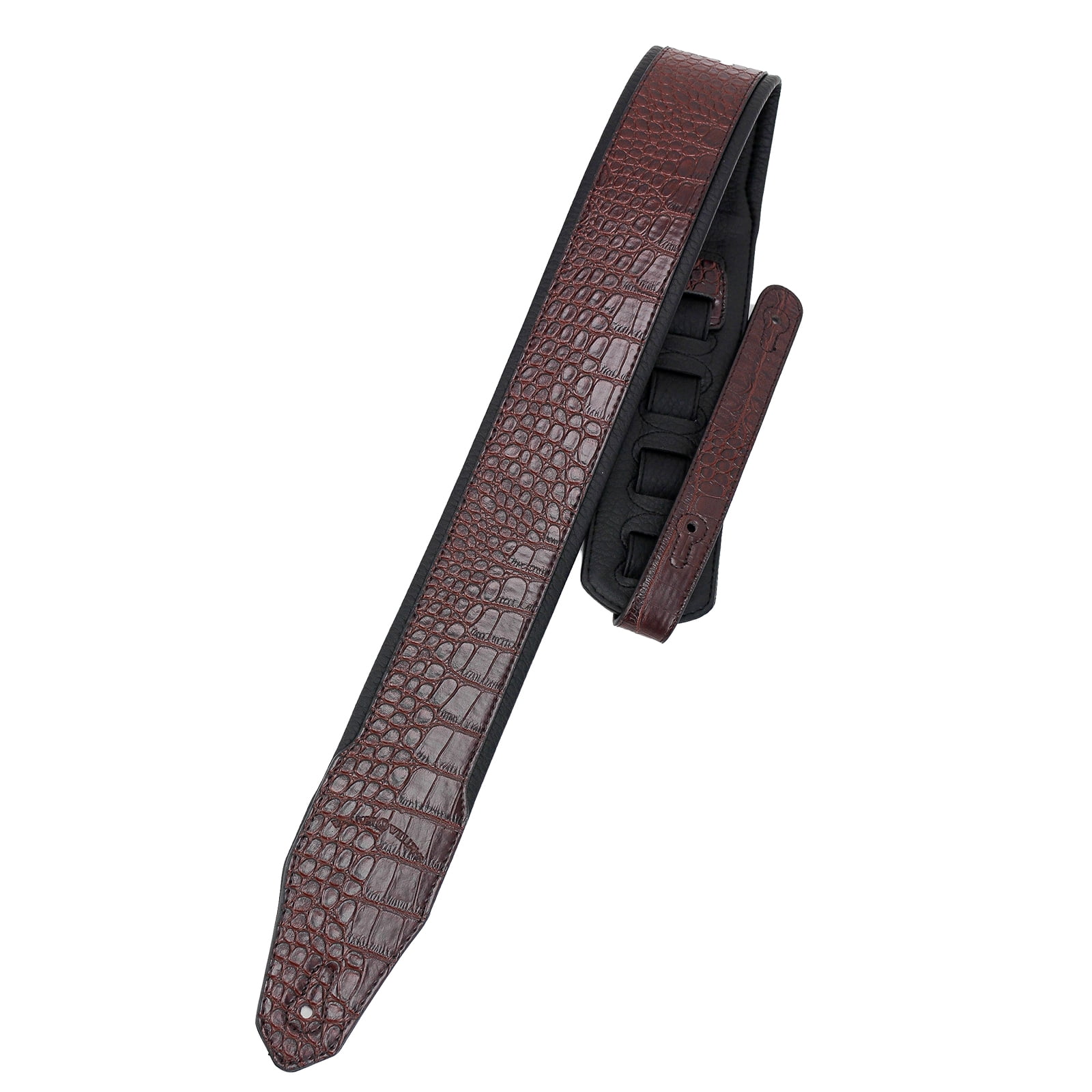 Walker & Williams F-12-C Cognac Brown Alligator Texture Padded Guitar Strap