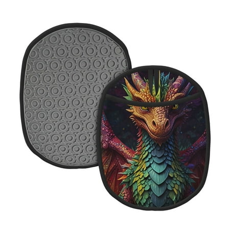 

Naloa Whimsical Dragon Color Cool Silicone Pot Holders Oven Mitts Heat Resistant Hot Pads Non Slip Pot Holder for Kitchen Baking and Cooking 9.4 x 7.5 Inches