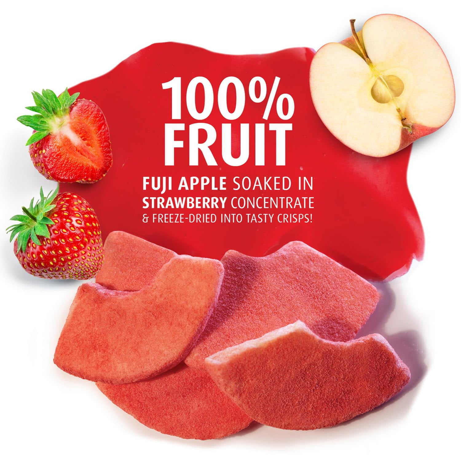 Brothers All Natural Infused Freeze Dried Fruit Crisps, Fuji Apple Infused with Strawberry, 0.85 Oz (Pack of 8), Made with 100% Fruit, Gluten Free, Soy Free, Vegan, Healthy Snack, Resealable Pouch