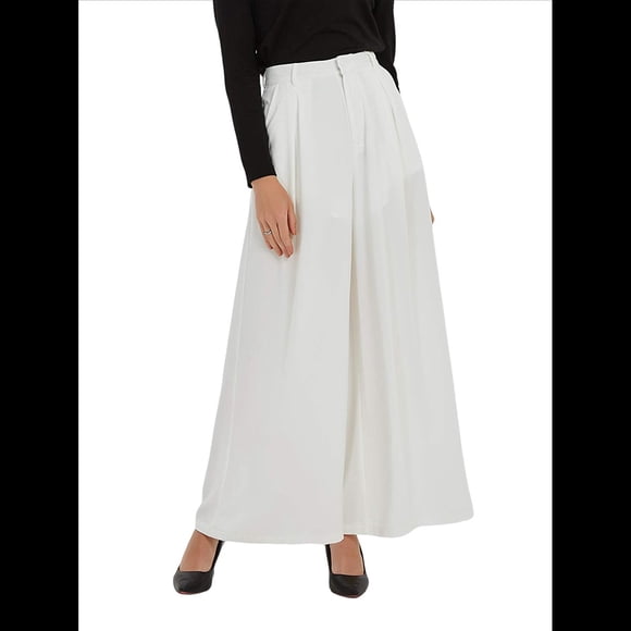 Pantalones Palazzo Largos de Pierna e Informales de Cintura Alta para Mujer, Talla Regular M