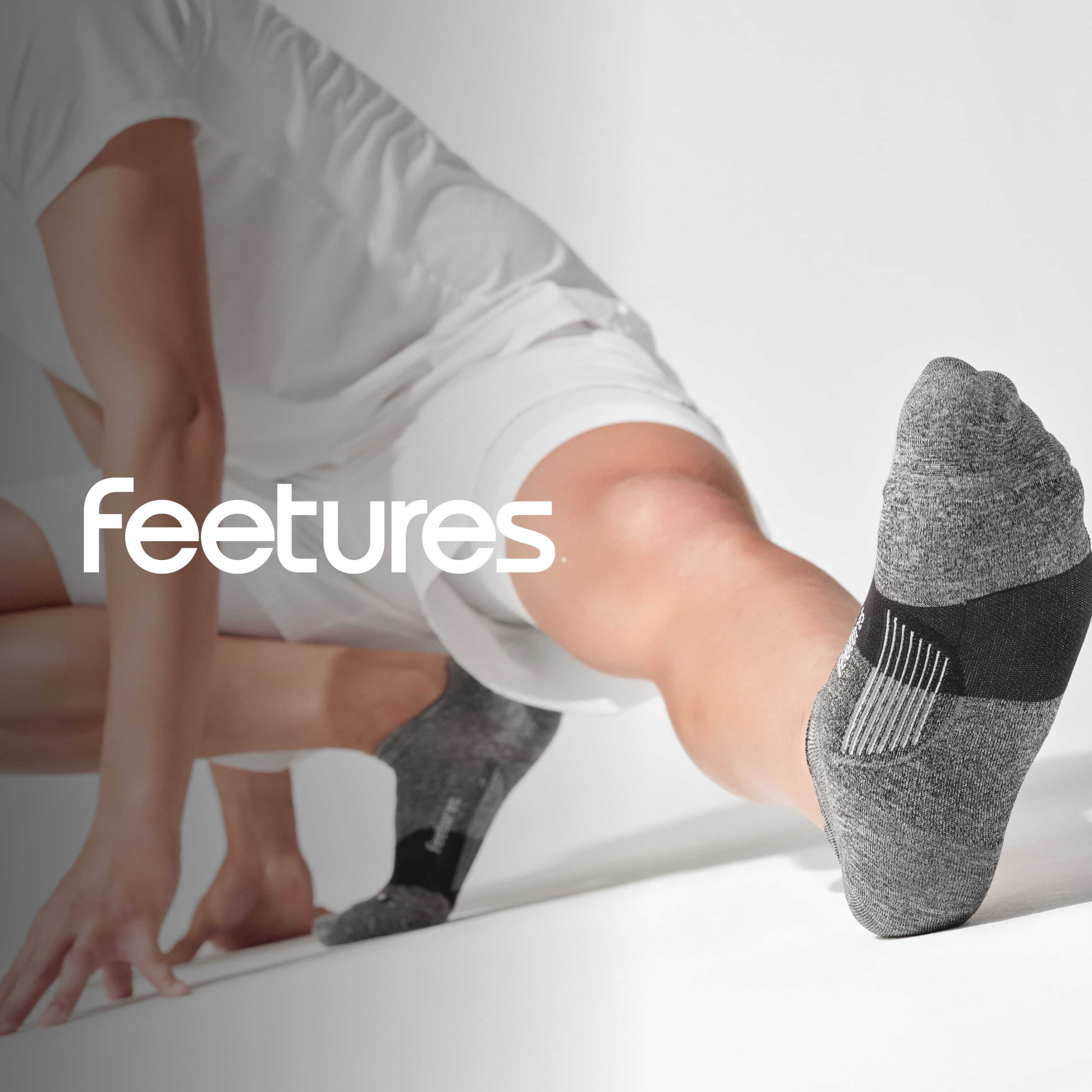 Feetures Elite Ultra Light Cushion Ankle Socks - Sport Sock with Targeted Compression - New Gray, S (3 Pair)