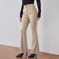 thumbnail image 6 of Timegard Work Pants for Women Button High Waist Flare Leg Loose Fitting Business Casual Office Suit Pants(XXS,Khaki), 6 of 9