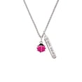 thumbnail image 2 of Delight Jewelry Silvertone Mini Hot Pink Ladybug Silvertone Live the Life You Have Imagined Bar Charm Necklace, 23", 2 of 4