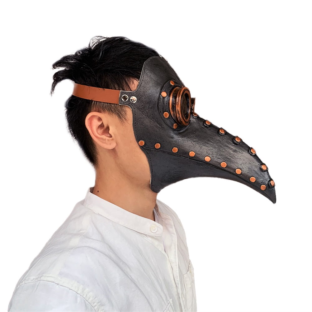 Dhnvcud Máscara De Pestdoctor Retro De Piel Con Cilindro Negro, Bastón Con Capucha, Guantes, Collar De Cruz, Máscara De Médico De Peste, Disfraz Para Halloween, Carnaval, Cosplay