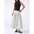 thumbnail image 4 of White Polka Dot A-Line Midi Skirt For Women, Flowing Cotton Skirt With Elastic Waistband, 4 of 8