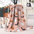 thumbnail image 2 of Pink Halloween Ghosts Bats and Pumpkins Blanket,Comfortable Soft Flannel Throw Blanket,All Season,Warm Lightweight Blankets for Sofa Bed Couch Living Room Chair,60"x80", 2 of 4