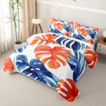 thumbnail image 3 of Erosebridal Blue Orange Leaf Bed Spread Queen for Boys Girls, Cartoon Summer Plant Queen Coverlet Set, 3 Pieces, 3 of 7