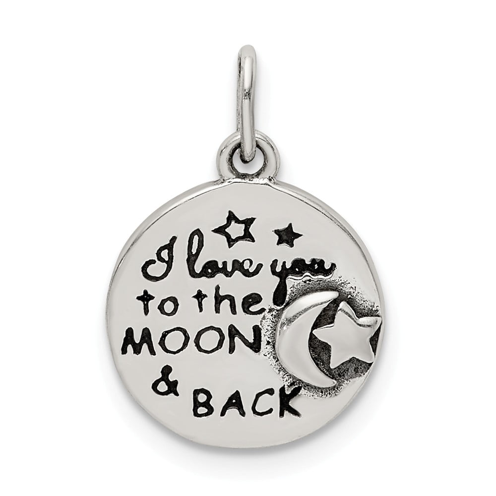 Petite 925 Sterling Silver "I Love You To The Moon And Back" Pendant Charm 