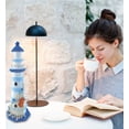 thumbnail image 6 of COTA Global Light Blue Stripes Lighthouse Decor - Handmade and Crafted Wooden Lighthouse Decoration with Crab, Decorative Beach Style Tabletop Centerpiece – 12.25 Inches, 6 of 7