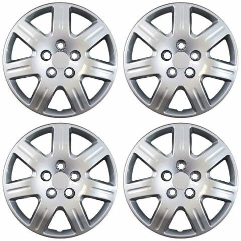 Fuel Rider Set of 4 16 inch Silver Bolt-On Hubcaps With 7 Spoke Compatible With 2006-2009 Honda Civic Standard Steel Wheel Covers