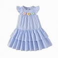 thumbnail image 1 of Gubotare Robe Tutu pour Tout-Petit Robe pour Bébé Fille Vêtements de Rentrée Manches Courtes Robes Smockées 4T (Bleu, 4 Ans), 1 of 8