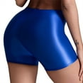 thumbnail image 4 of Women's Mid-Rise Glossy Workout Shorts – Sexy Tight-Fit Athletic Yoga Shorts for Fitness, Cardio & Hot Weather Training,Blue L, 4 of 4