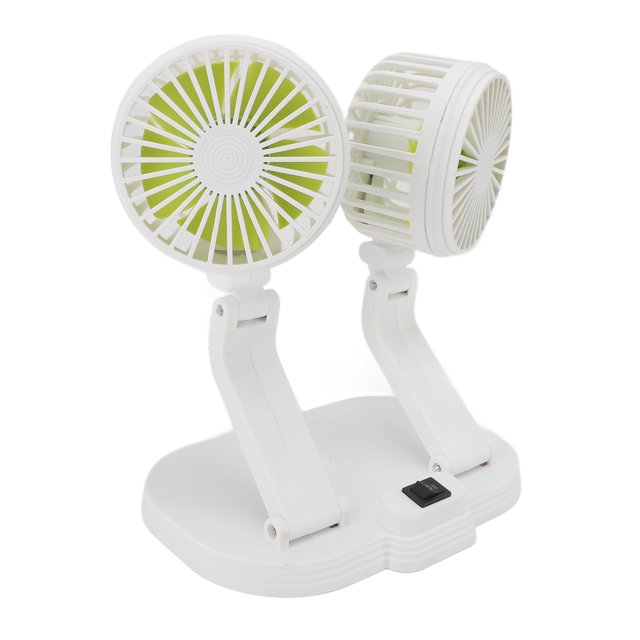 Ventilateur de Voiture, Ventilateur de Refroidissement Silencieux à Double Tête Vitesse Réglable ABS PP PC pour RV Blanc