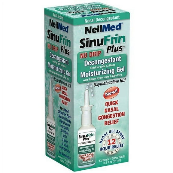 NeilMed SinuFrin Plus Decongestant 12 Hour Nasal Congestion Moisturizing Gel with Sodium Hyaluronate & Aloe Vera