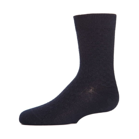 MeMoi Boys' Basket Weave Mercerized Cotton Crew Socks - Boys - Male, 4, Navy