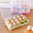 thumbnail image 4 of Bewildely Caja de almacenamiento de huevos de plástico de 15 rejillas, soporte para huevos, contenedor portátil de almacenamiento de alimentos, nevera de Organizadores de utensilios de cocina Verde Bewildely HA005026-01, 4 of 6