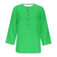 thumbnail image 4 of Pincandy Women's Printed Button 3/4 Sleeve T-shirt Loose Top Plus Size Tops V Neck 3/4 Sleeve Casual T Shirts Loose Basic Tunic Tees,Green,3XL, 4 of 4