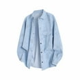 thumbnail image 2 of bbymog Mens Clothes Printed Turn Down Collar Casual Outerwear Long Sleeve Oversized Jackets Comfy Shirt with Button Light blue XXXL, 2 of 4