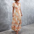 thumbnail image 4 of EQWLJWE Robes pour Femmes Robes pour Femmes 2023 Mode Femmes Décontractée Col en V Imprimé Manches Courtes Robe à Lacets avec Boutons Jupe, 4 of 7