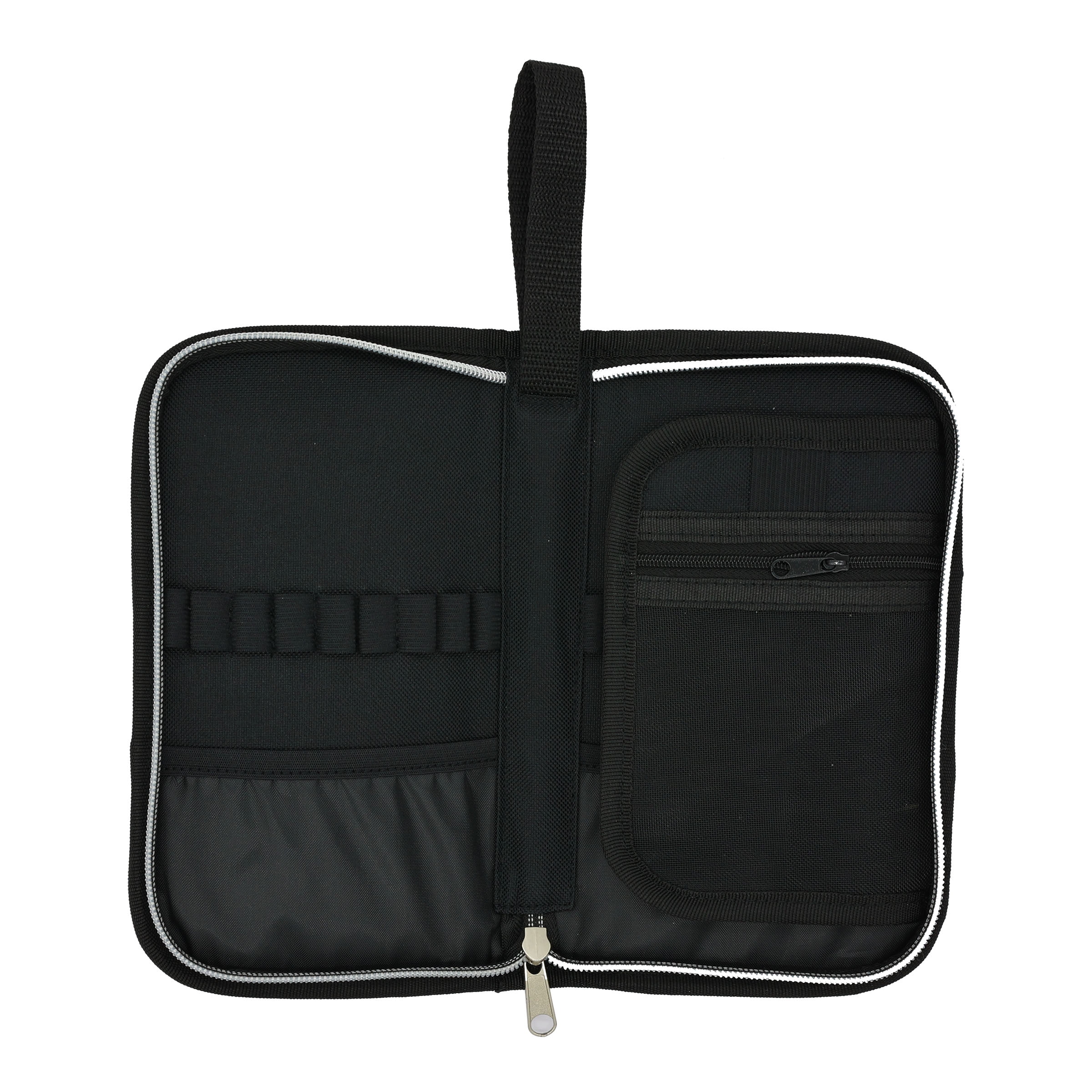 Loops & Threads Black Crochet Hook Case - Zippered Storage Organizer Holds 18 Hooks with Fold-Out Pouch for Accessories, Durable Polyester & Nylon, 8.5" x 5" x 1", 6 Pack
