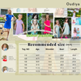 thumbnail image 4 of Oudiya Filles Swing Robe d'Été Solide Épaule Manches Courtes avec Poches Rouges pour 7-8 Ans, 4 of 6
