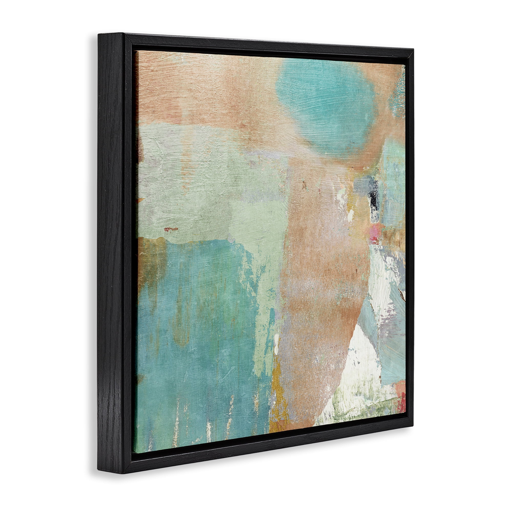 Stupell Industries Rustic Paint Strokes Abstract Painting Black Floater Framed Canvas Art Print Wall Art, 18 x 18