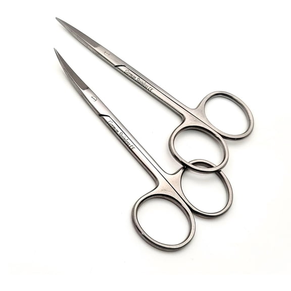 A2Z - Set of 2 Straight and Curved Precision Scissors, 4.5" Inches - Made of High-Quality Stainless Steel