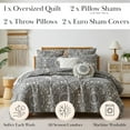 thumbnail image 2 of Southshore Fine Living, Inc. Oversized Twin Quilt Bedding Set, 5-Pieces with Quilt, 1 Pillow Sham, 1 Euro Sham, 2 Throw Pillows, Boho Bedding Set for Twin and Twin XL Beds, Grey Paisley, 2 of 9