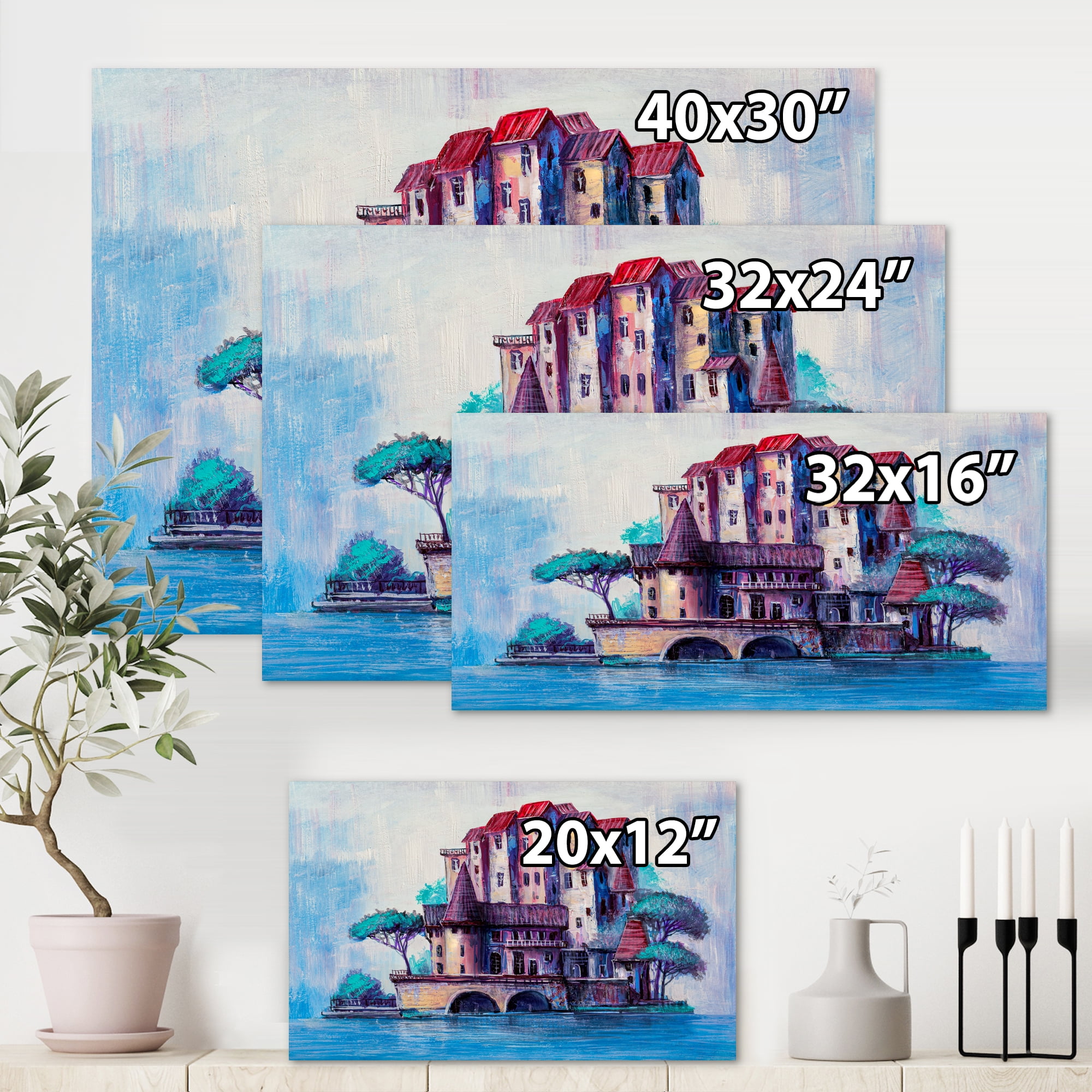 Designart ' Ancient City Skypscrapers By The Bridge ' Traditional Canvas Wall Art Print