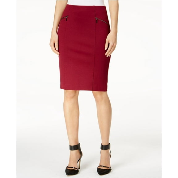 Alfani Zip-Pocket Pencil Skirt Malbec 14