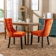 thumbnail image 2 of HomePerch Modern Tufted Velvet Dining Chairs Set of 2, High-End Upholstered Parsons Chairs with Nailhead Trim and Solid Wood Legs for Dining Room, Orange, 2 of 9