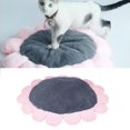 thumbnail image 3 of Tapis pour Petits Chiens Motif Fleur Rond Imitation Poils de Lapin + Coton PP Gris L, 3 of 11