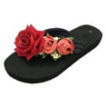 thumbnail image 1 of Sandales pour Femmes Sandale Femme Adulte Chaussures en Caoutchouc Sandales pour Femmes avec Dessus en Peluche Pantoufles pour Femmes Tongs d'Été Ouvertes Fleurs Sandales Habillées Rouges 7, 1 of 7