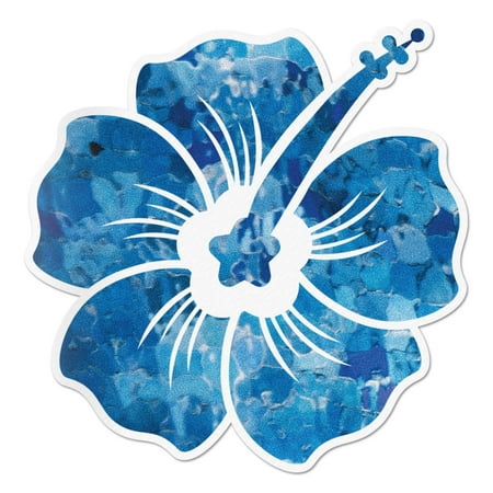 Flower Car Sticker Hibiscus Decal Blue Crystal Sticker Vinyl Rear Window Car Truck Laptop Flower Wall Water and Fade Resistant 4 Inches ()