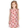 thumbnail image 1 of Fotbe Strawberry Vestido de Dormir para Niñas de 3 a 10 Años, Mangas Cortas, Estilo Princesa, Pijama Camisón con Mangas Voladas-Medium, 1 of 6
