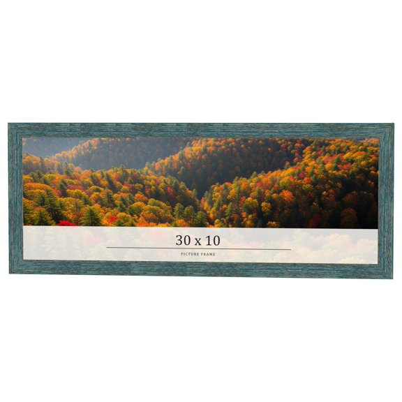 30x10 Frame Blue Rustic Barnwood Solid Wood Picture Frame Width 1.25 Inches | Interior Depth 0.5