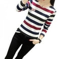 thumbnail image 4 of New Female T-shirt Striped Long Sleeve Cotton Slim Round Collar Shirt Casual Wild Women Tops, 4 of 5