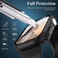 thumbnail image 5 of 3 Pack Case Compatible with Apple Watch Series 8/7 45mm with Tempered Glass Screen Protector, Hard PC Full Coverage Ultra-Thin HD Bumper Protective Cover for iWatch 45mm, Black/Black/Black, 5 of 5