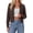 Brown, variant on PRETTYGARDEN Womens Cropped Button Up Knit Cardigan Sweater | Cute Crewneck Long Sleeve Lightweight Tops, Fall Trendy Slim Fit Soft Cozy Casual Cardigans, Holiday Party Sweaters