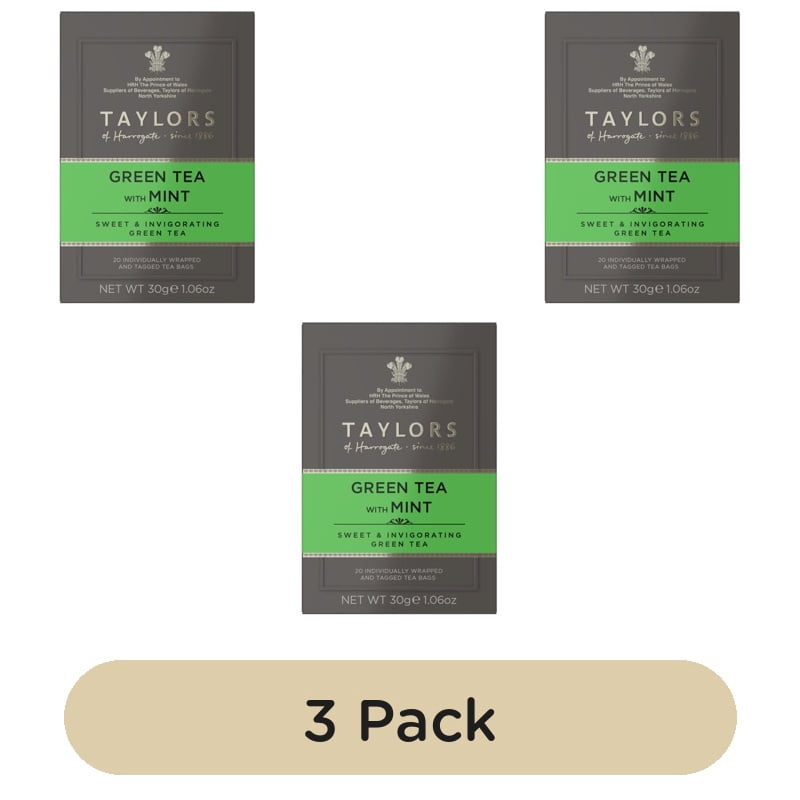 Taylors Green Tea with Mint Teabags 20's, British Import (Pack of 3)